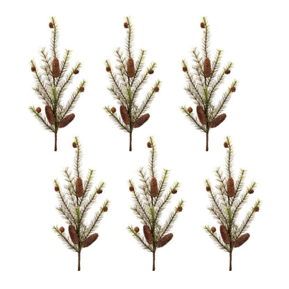 Set of Six 32" Green And Brown Artificial Pine Tree
