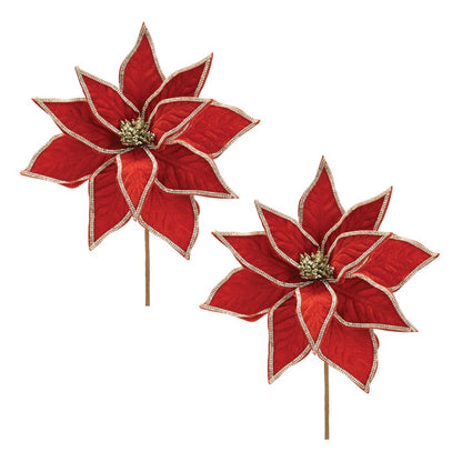 Set of Two 15" Red And Silver Artificial