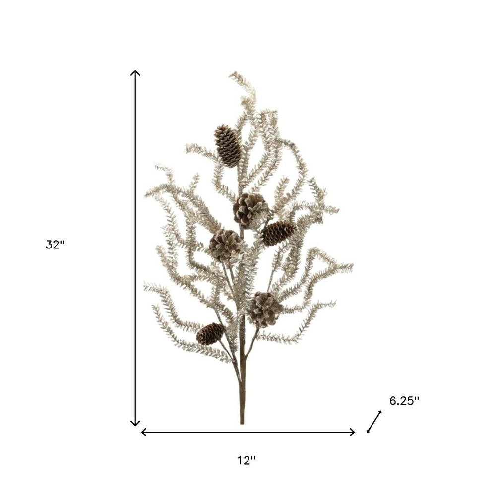 Set of Six 32" Silver And Brown Artificial Pine Tree