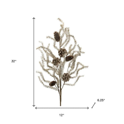 Set of Six 32" Silver And Brown Artificial Pine Tree
