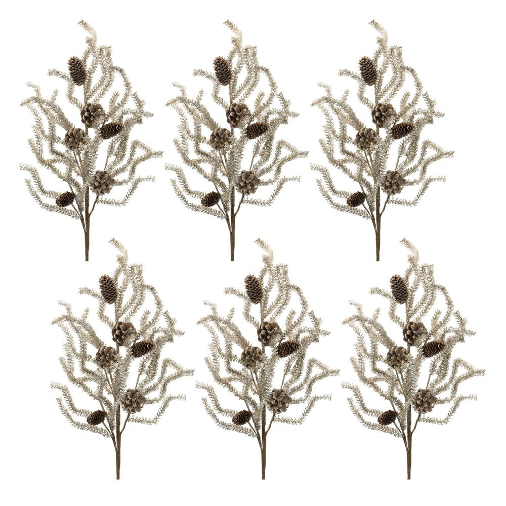 Set of Six 32" Silver And Brown Artificial Pine Tree