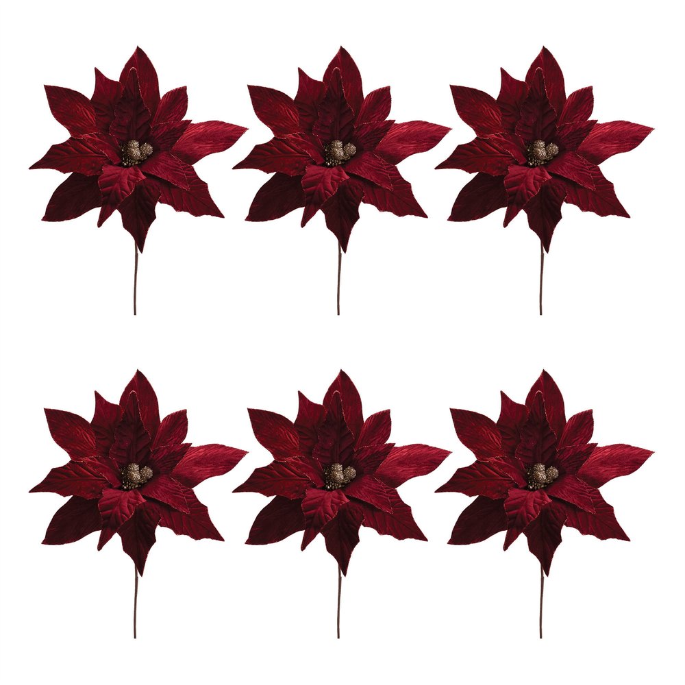 Set of Six 31" Red And Gold Artificial