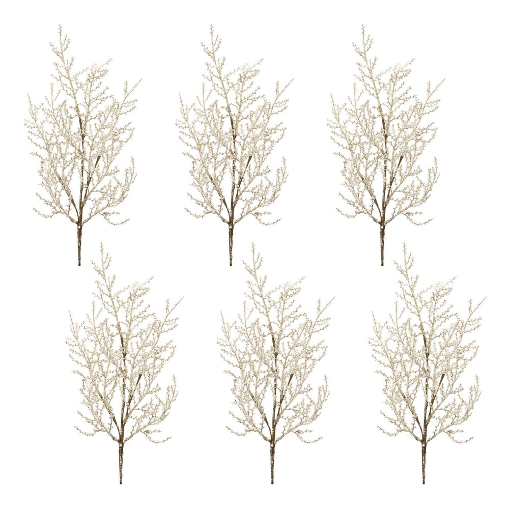 Set of Six 29" Silver And Champagne Artificial Pine Tree