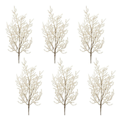 Set of Six 29" Silver And Champagne Artificial Pine Tree