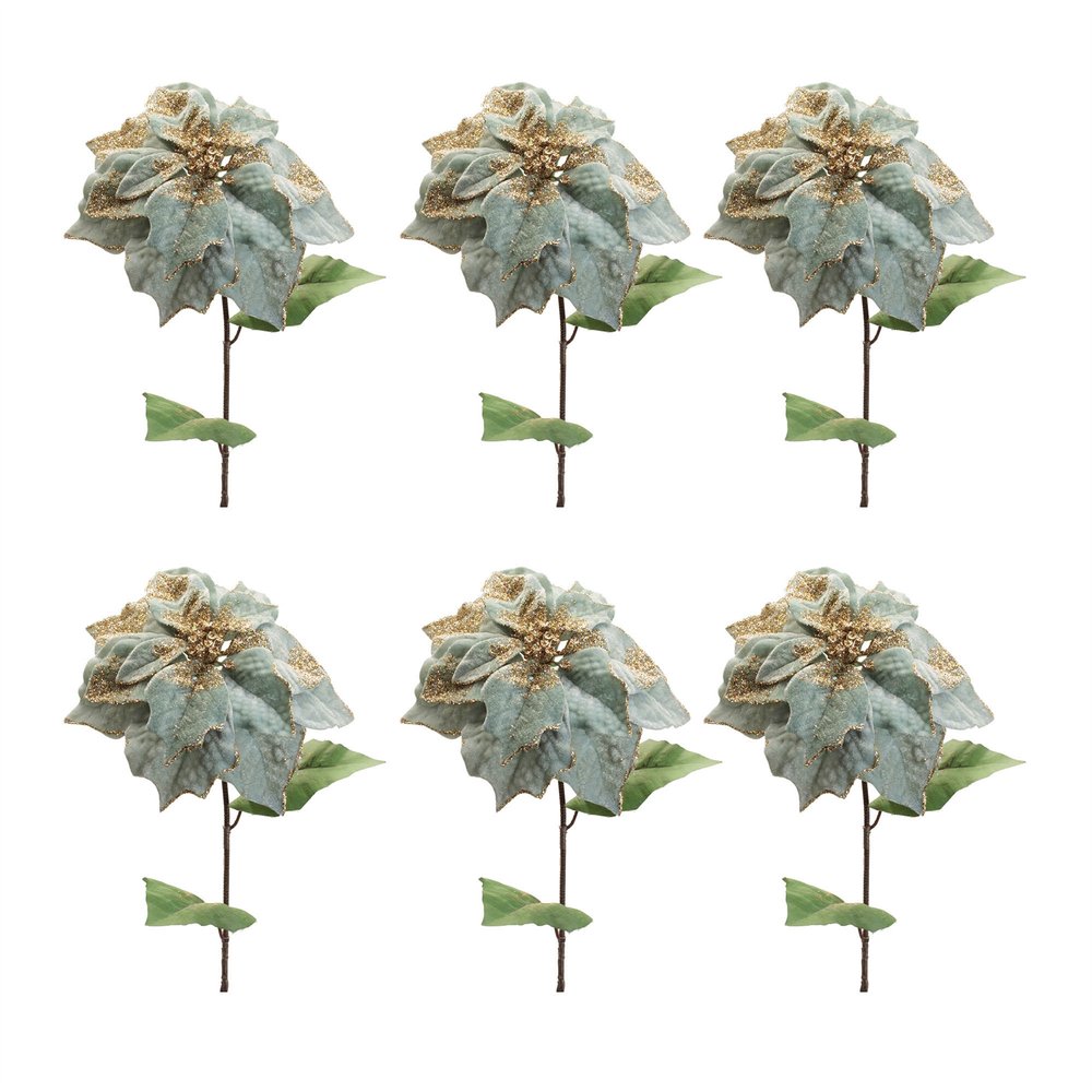 Set of Six 30" Green And Gold Artificial
