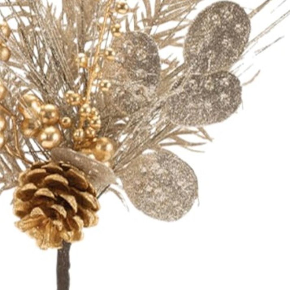 Set of Six 20" Silver Gold And Champagne Artificial Pine Tree