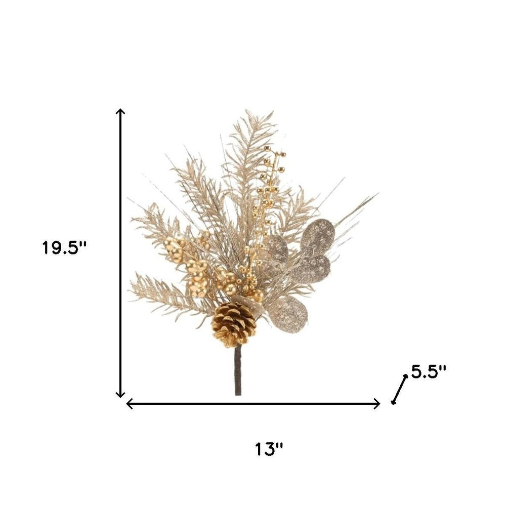 Set of Six 20" Silver Gold And Champagne Artificial Pine Tree