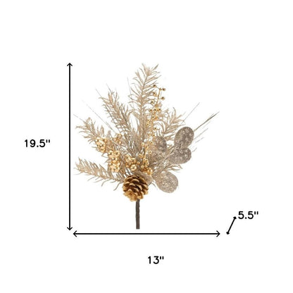 Set of Six 20" Silver Gold And Champagne Artificial Pine Tree