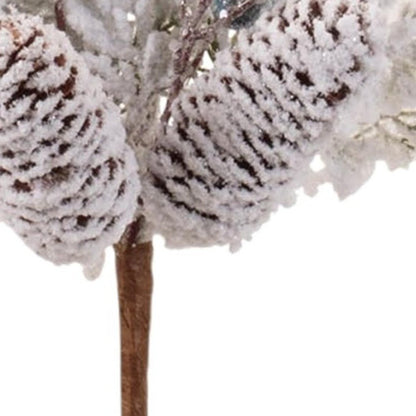 Set of Six 27" White Green And Brown Artificial Pine Tree