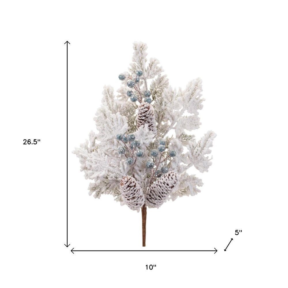 Set of Six 27" White Green And Brown Artificial Pine Tree