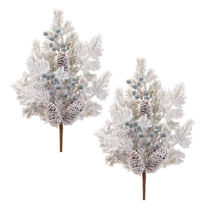 Set of Six 27" White Green And Brown Artificial Pine Tree