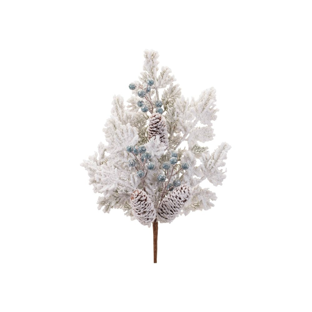 Set of Six 27" White Green And Brown Artificial Pine Tree