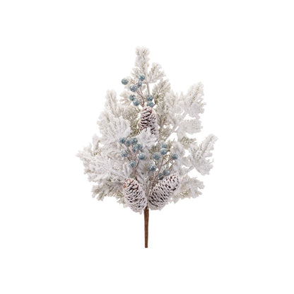 Set of Six 27" White Green And Brown Artificial Pine Tree