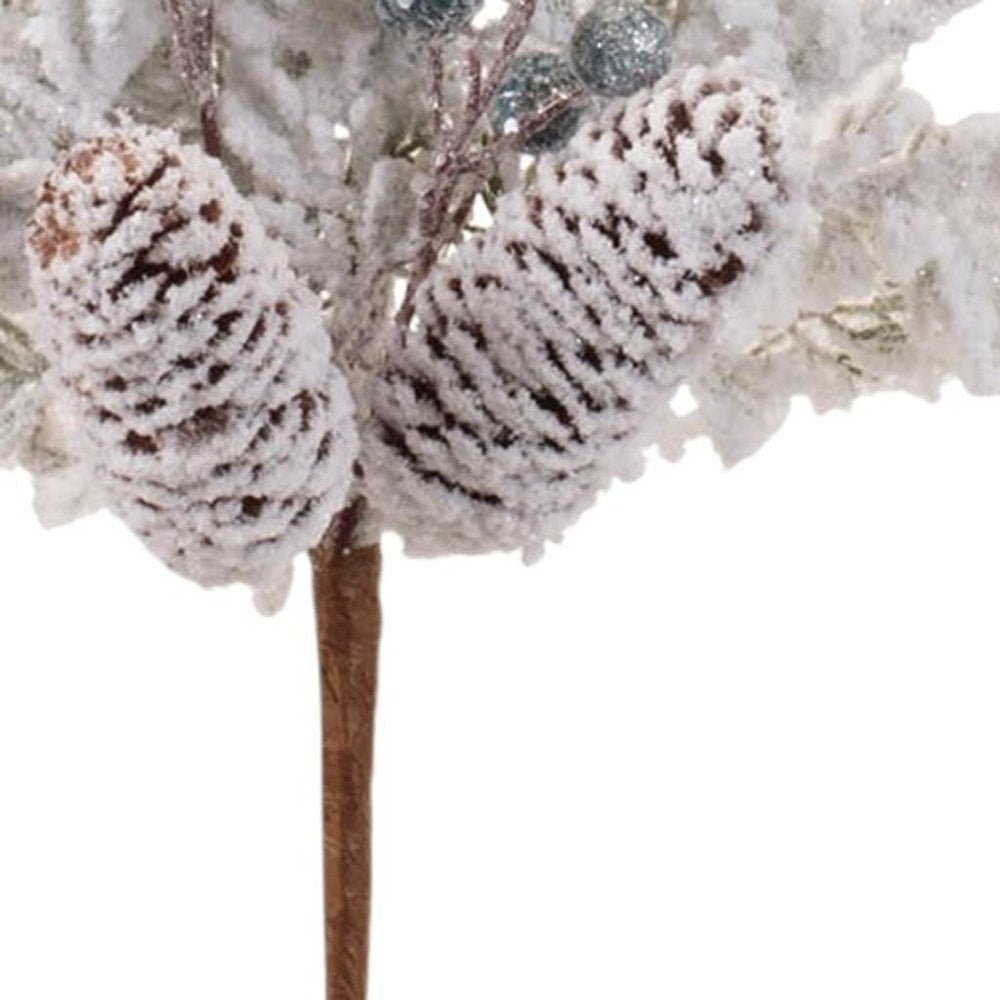 Set of Six 27" White Green And Brown Artificial Pine Tree