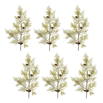 Set of Six 28" Green And Brown Artificial Pine Tree