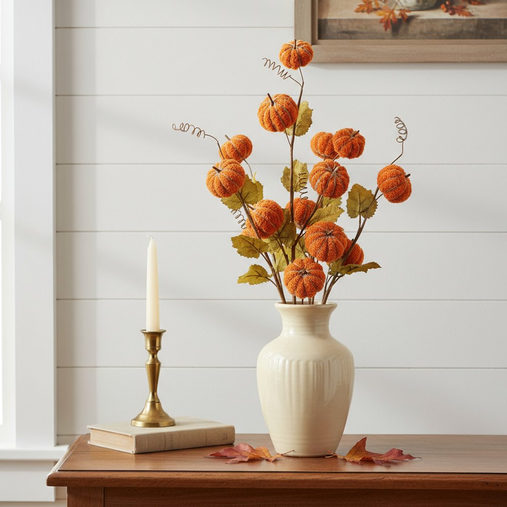 Set of Six Orange and Green Fall Mini Pumpkins Wreath Sprays HomeRoots