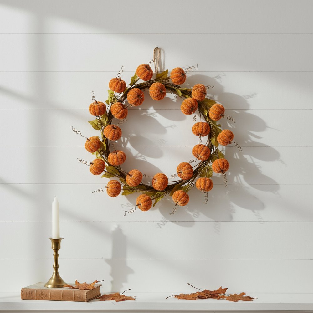 Set of Six Orange and Green Fall Mini Pumpkins Wreath Sprays HomeRoots