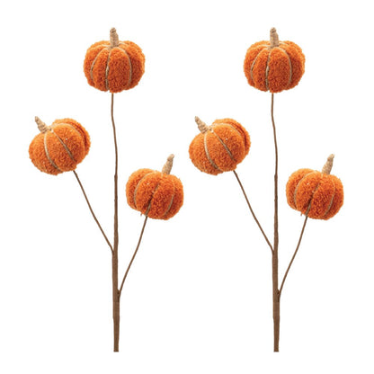 Set of Six Orange and Green Fall Mini Pumpkins Wreath Sprays HomeRoots