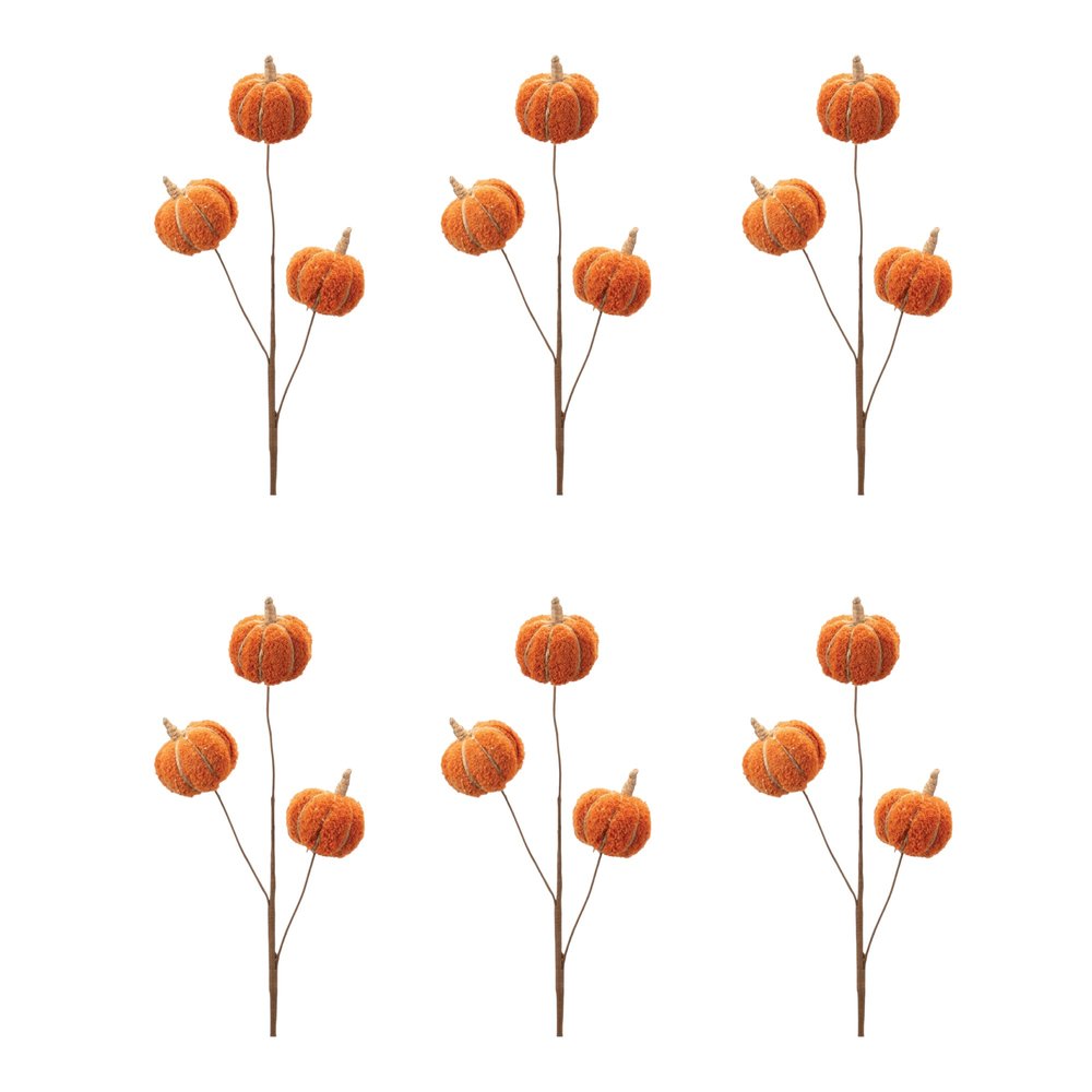 Set of Six Orange and Green Fall Mini Pumpkins Wreath Sprays HomeRoots