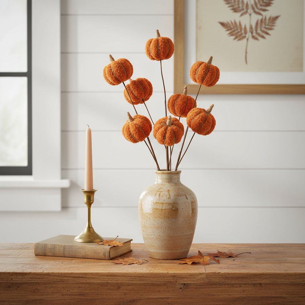 Set of Six Orange and Green Fall Mini Pumpkins Wreath Sprays HomeRoots