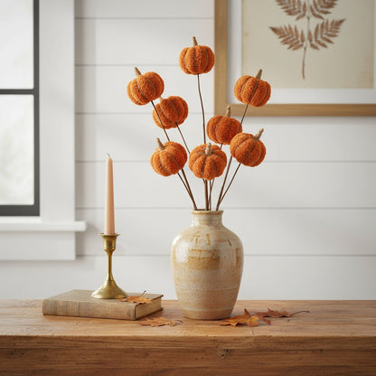 Set of Six Orange and Green Fall Mini Pumpkins Wreath Sprays HomeRoots