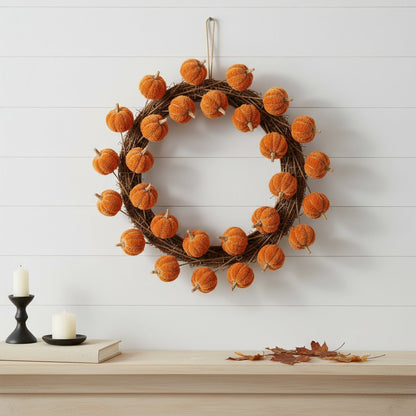 Set of Six Orange and Green Fall Mini Pumpkins Wreath Sprays HomeRoots