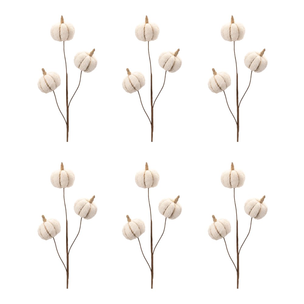 Six Cream Cream Fall Mini Pumpkins Wreath Sprays HomeRoots