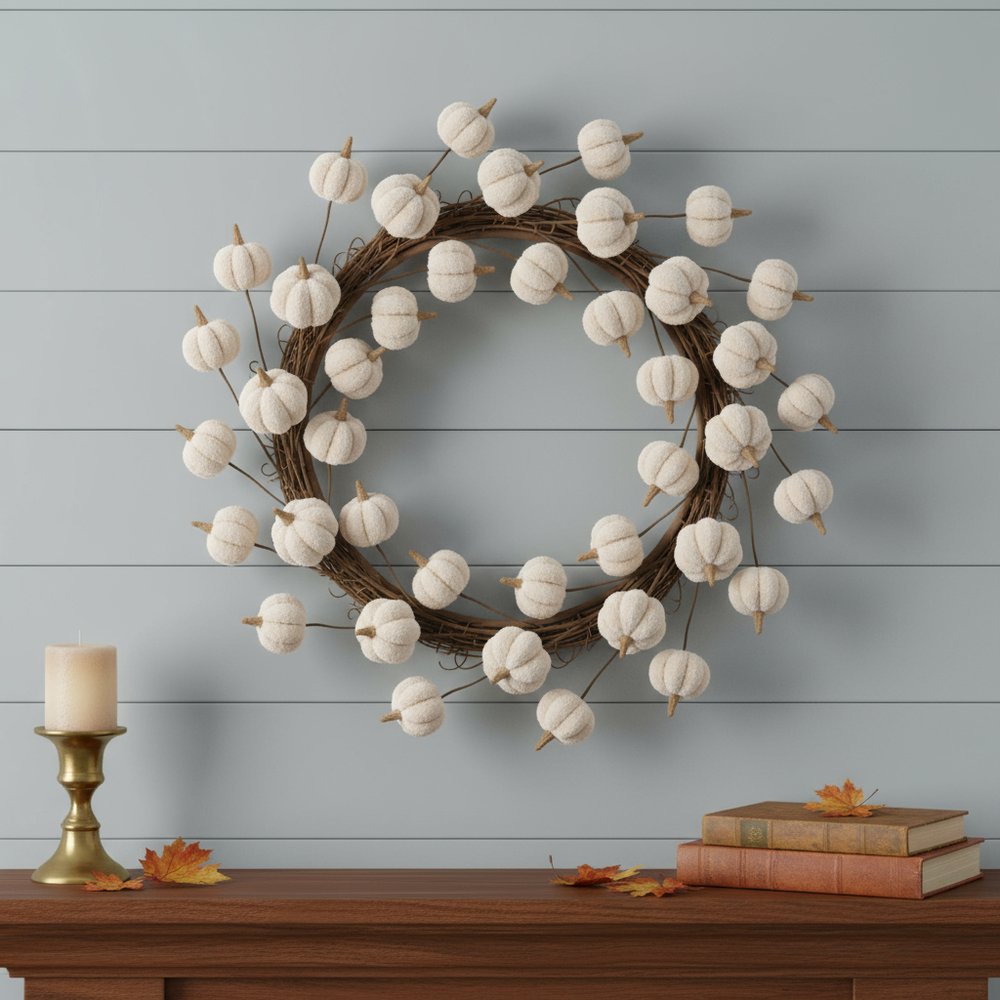 Six Cream Cream Fall Mini Pumpkins Wreath Sprays HomeRoots