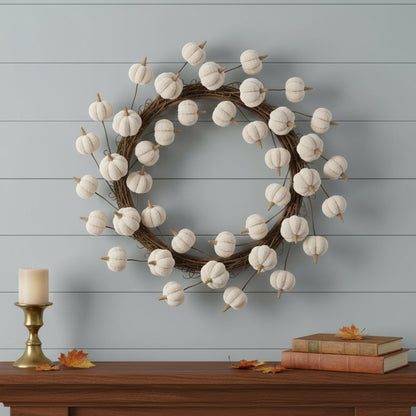Six Cream Cream Fall Mini Pumpkins Wreath Sprays HomeRoots