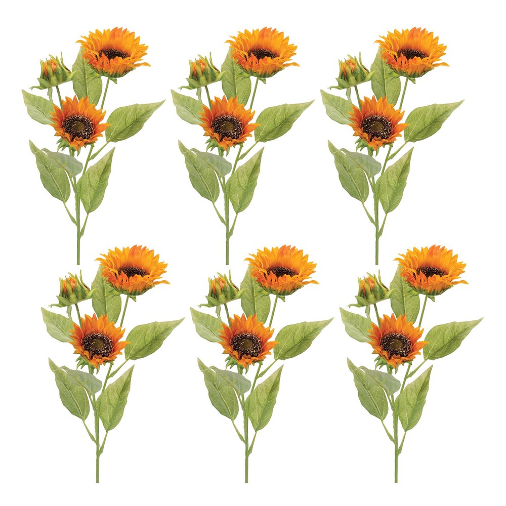 Set of Twelve Yellow And Green Fall Sunflower Wreath Sprays HomeRoots