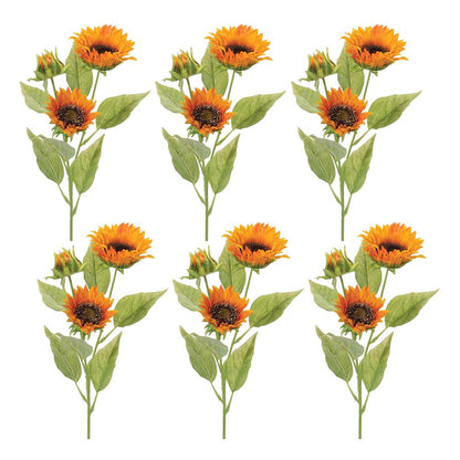 Set of Twelve Yellow And Green Fall Sunflower Wreath Sprays HomeRoots