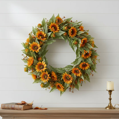 Set of Twelve Yellow And Green Fall Sunflower Wreath Sprays HomeRoots