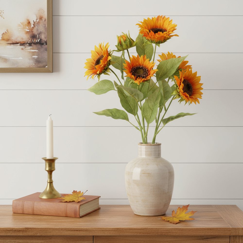 Set of Twelve Yellow And Green Fall Sunflower Wreath Sprays HomeRoots