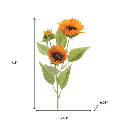 Set of Twelve Yellow And Green Fall Sunflower Wreath Sprays HomeRoots