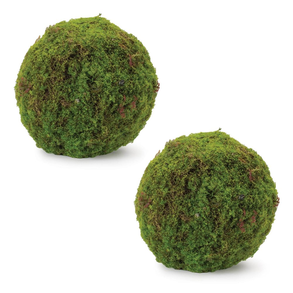 Set of Two 9" Green And Brown Artificial Moss Tree