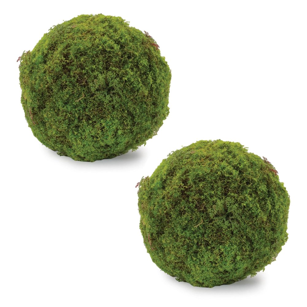 Set of Two 7" Green And Brown Artificial Moss Tree