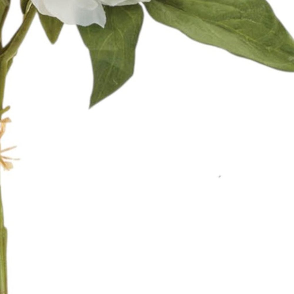 Set of Two 7" White Ivory And Green Artificial Flowering Tree