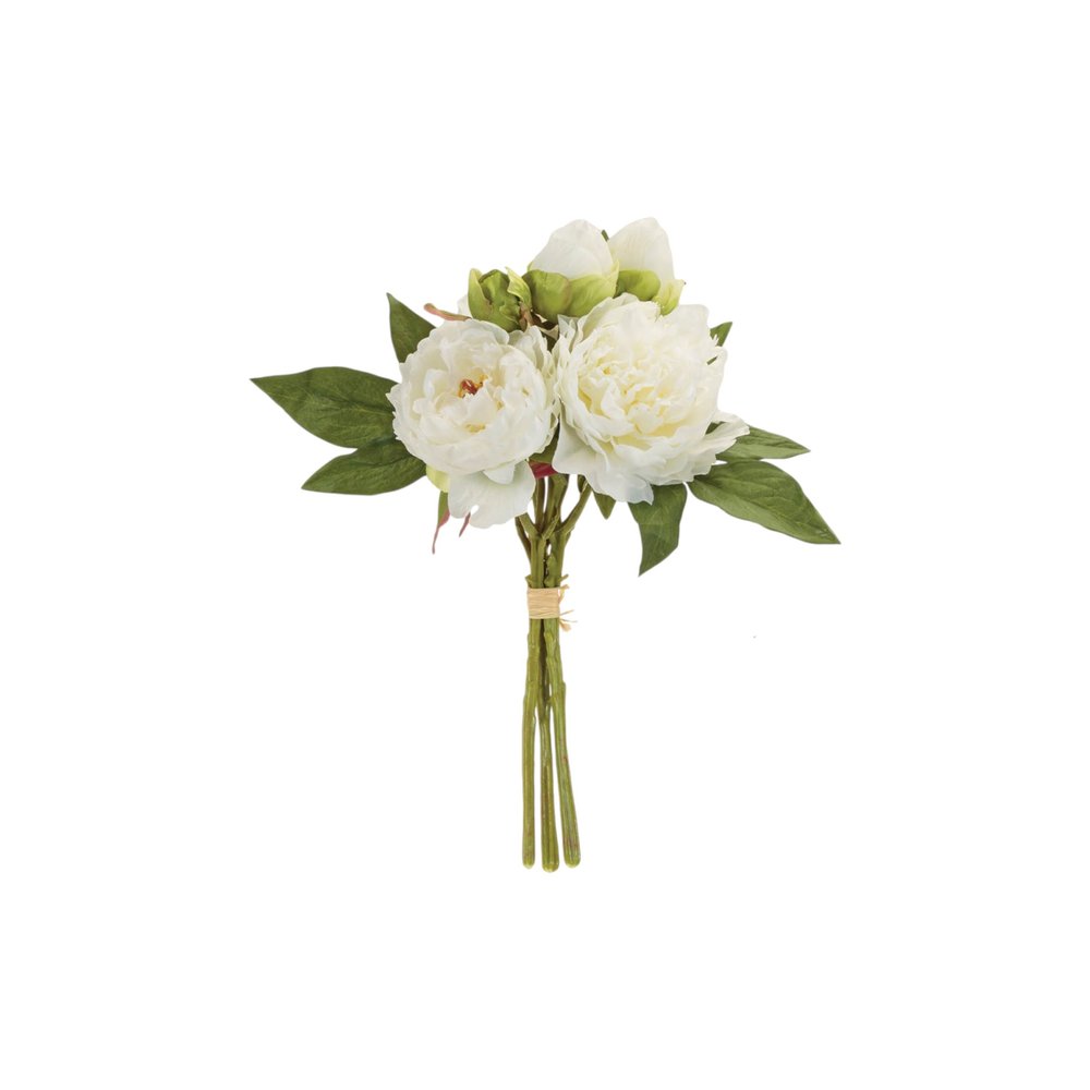 Set of Two 7" White Ivory And Green Artificial Flowering Tree