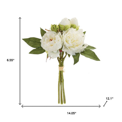 Set of Two 7" White Ivory And Green Artificial Flowering Tree