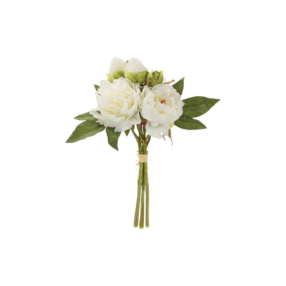 Set of Two 7" White Ivory And Green Artificial Flowering Tree