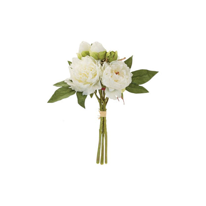 Set of Two 7" White Ivory And Green Artificial Flowering Tree