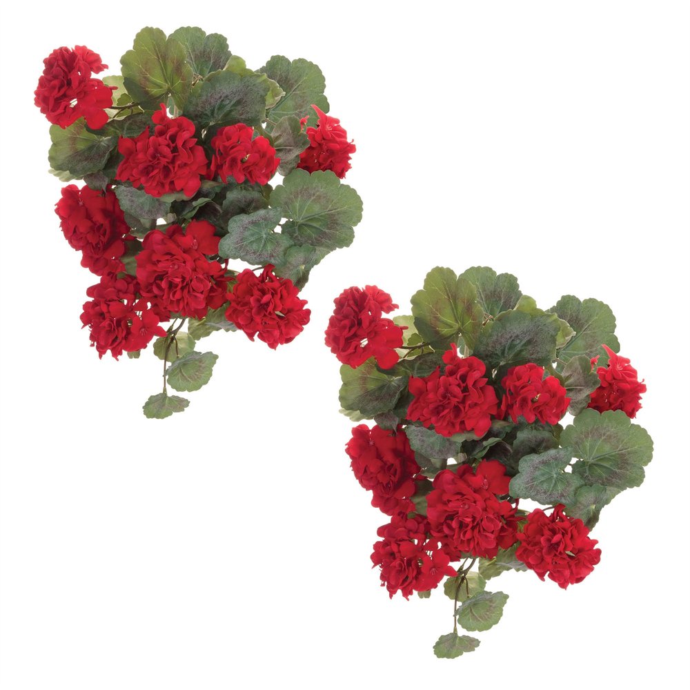 Set of Two 9" Red And Green Artificial Flowering Tree