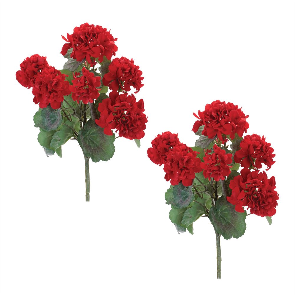 Set of Two 6" Red And Green Artificial Flowering Tree