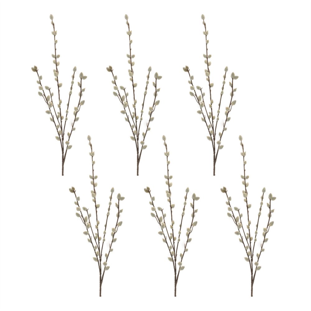Set of Six 2" White And Brown Artificial