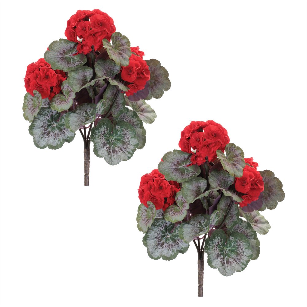 Set of Two 9" Red And Green Artificial Flowering Tree
