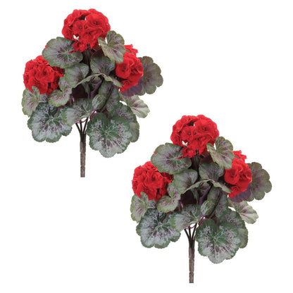 Set of Two 9" Red And Green Artificial Flowering Tree
