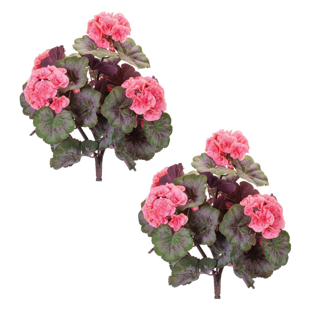 Set of Two 7" Pink And Green Artificial Flowering Tree
