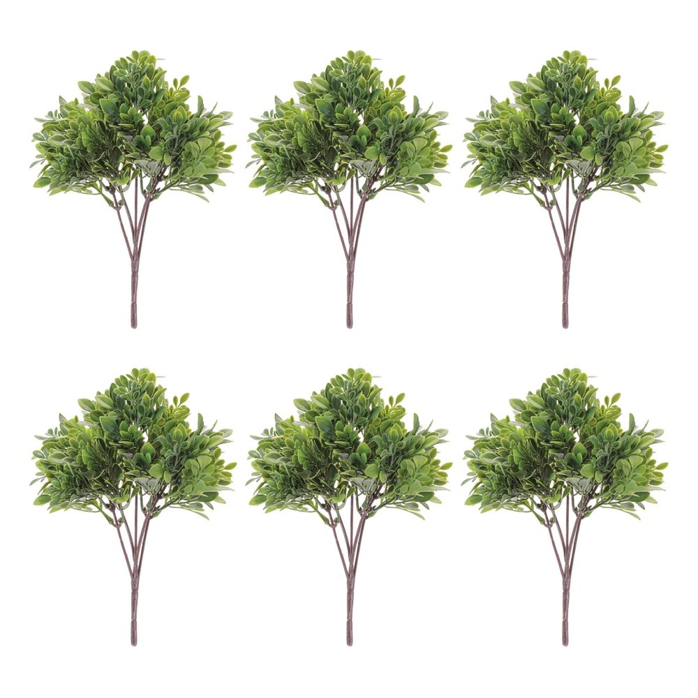 Set of Six 5" Green And Brown Artificial Foliage Tree