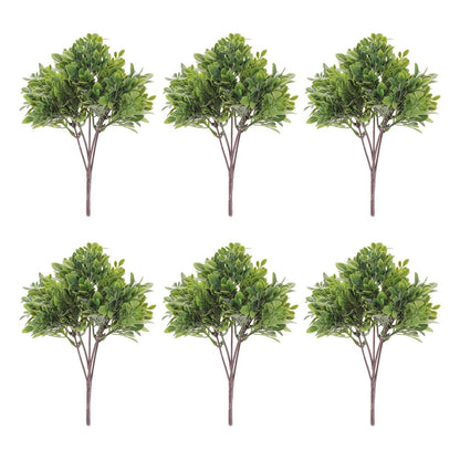 Set of Six 5" Green And Brown Artificial Foliage Tree