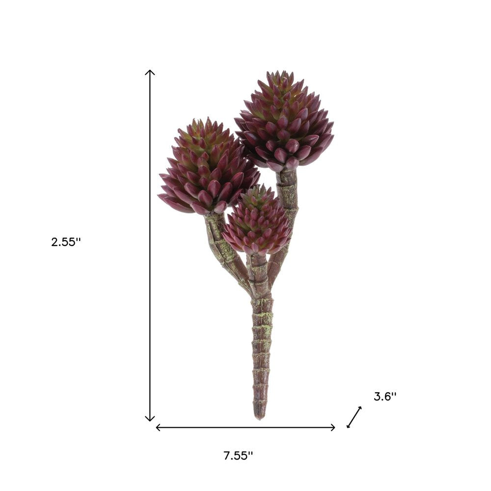 Set of Six 3" Burgundy Brown And Green Artificial Succulent Tree